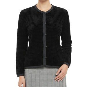 Authentic Chanel Creations Vintage Black Cardigan Jacket Silk Lining Womens 6